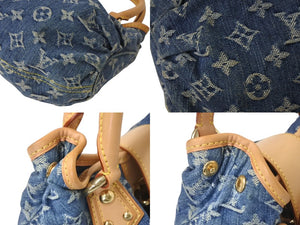 極美品 LOUIS VUITTON ルイヴィトン モノグラムデニム プリ―ティ ハンドバッグ ブルー ゴールド金具 M95020 中古 4c075878