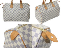 Load image into Gallery viewer, LOUIS VUITTON ルイヴィトン スピーディ30 ダミエ アズール N41533 ホワイト ベージュ 美品 中古 4c075885