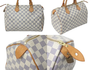 LOUIS VUITTON ルイヴィトン スピーディ30 ダミエ アズール N41533 ホワイト ベージュ 美品 中古 4c075885