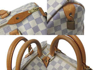 LOUIS VUITTON ルイヴィトン スピーディ30 ダミエ アズール N41533 ホワイト ベージュ 美品 中古 4c075885