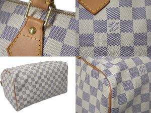 LOUIS VUITTON ルイヴィトン スピーディ30 ダミエ アズール N41533 ホワイト ベージュ 美品 中古 4c075885