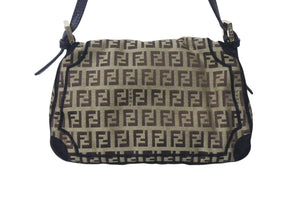FENDI フェンディ ミニマンマバケット ズッカ柄 ハンドバッグ イタリア製 キャンバス ブラウン ブラック ゴールド金具 美品 中古 4c075886