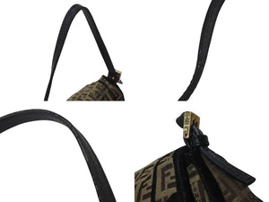 FENDI フェンディ ミニマンマバケット ズッカ柄 ハンドバッグ イタリア製 キャンバス ブラウン ブラック ゴールド金具 美品 中古 4c075886