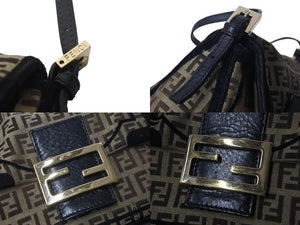 FENDI フェンディ ミニマンマバケット ズッカ柄 ハンドバッグ イタリア製 キャンバス ブラウン ブラック ゴールド金具 美品 中古 4c075886