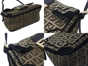 FENDI フェンディ ミニマンマバケット ズッカ柄 ハンドバッグ イタリア製 キャンバス ブラウン ブラック ゴールド金具 美品 中古 4c075886
