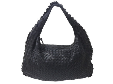 BOTTEGA VENETA ボッテガヴェネタ イントレチャート ホーボー ショルダーバッグ 115653 V0910 1000 レザー ブラック 美品 中古 4c075891