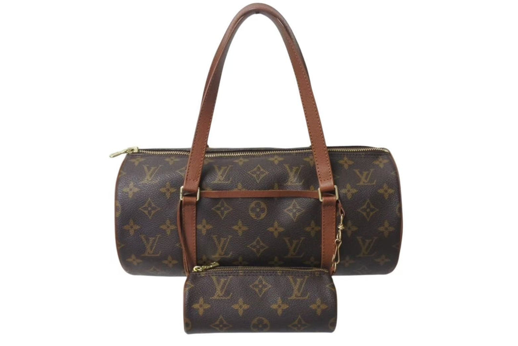 LOUIS VUITTON ルイヴィトン パピヨン30 モノグラムキャンバス ハンドバッグ 旧型 筒形 M51365 ブラウン 美品 中古 4c075892
