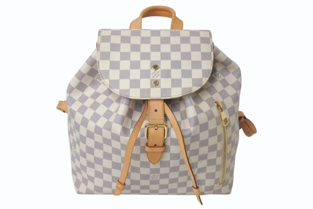LOUIS VUITTON ルイヴィトン リュック バックパック スペロンBB N41578 ダミエアズール ホワイト PVC レザー ゴールド金具 中古 4c075894