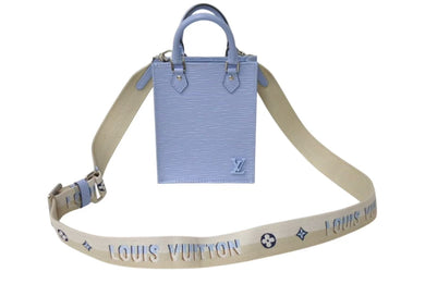 極美品 LOUIS VUITTON ルイヴィトン プティットサックプラ 2WAYバッグ M81069 エピレザー ブルーエ シルバー金具 中古 4c075895