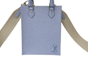 極美品 LOUIS VUITTON ルイヴィトン プティットサックプラ 2WAYバッグ M81069 エピレザー ブルーエ シルバー金具 中古 4c075895