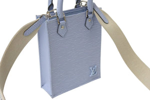 極美品 LOUIS VUITTON ルイヴィトン プティットサックプラ 2WAYバッグ M81069 エピレザー ブルーエ シルバー金具 中古 4c075895
