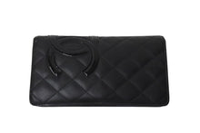 Load image into Gallery viewer, CHANEL シャネル 長財布 カンボンライン 22番台 ココマーク レザー エナメル ブラック ピンク シルバー金具 美品 中古 4c075896