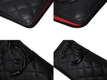 Load image into Gallery viewer, CHANEL シャネル 長財布 カンボンライン 22番台 ココマーク レザー エナメル ブラック ピンク シルバー金具 美品 中古 4c075896