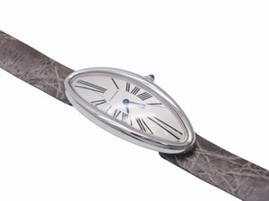 極美品 Cartier カルティエ ベニュワールアロンジェ W1532336 腕時計 K18 ホワイトゴールド レザー 中古 4c075898