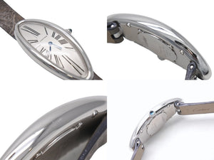 極美品 Cartier カルティエ ベニュワールアロンジェ W1532336 腕時計 K18 ホワイトゴールド レザー 中古 4c075898