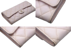 CHANEL シャネル マトラッセ 長財布 キャビアスキン ピンク 31番台 ゴールド金具 良品 中古 4c075905