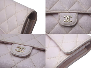 CHANEL シャネル マトラッセ 長財布 キャビアスキン ピンク 31番台 ゴールド金具 良品 中古 4c075905