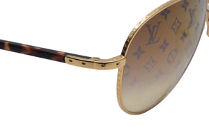 LOUIS VUITTON ルイヴィトン コンスピラシオン パイロット サングラス Z0164U モノグラムパターンレンズ ブラウン ゴールド金具 58□15 135 中古 4c075912