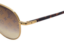 Load image into Gallery viewer, LOUIS VUITTON ルイヴィトン コンスピラシオン パイロット サングラス Z0164U モノグラムパターンレンズ ブラウン ゴールド金具 58□15 135 中古 4c075912