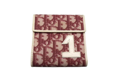 ChristianDior クリスチャンディオール トロッター コンパクトウォレット 三つ折り財布 キャンバス ボルドー 美品 中古 4c075939