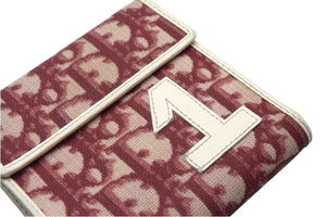 ChristianDior クリスチャンディオール トロッター コンパクトウォレット 三つ折り財布 キャンバス ボルドー 美品 中古 4c075939