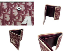 Load image into Gallery viewer, ChristianDior クリスチャンディオール トロッター コンパクトウォレット 三つ折り財布 キャンバス ボルドー 美品 中古 4c075939