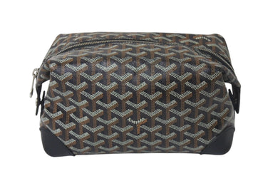 GOYARD ゴヤール ボウリング25 トイレタリーバッグ クラッチバッグ BOWLIN025TY01CL01P ブラック PVC レザー 美品 中古 4c075956