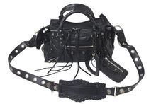 Load image into Gallery viewer, BALENCIAGA バレンシアガ ネオ カゴール シティ XS 2WAY ショルダーバッグ ブラック レザー ハンドバッグ 700940 シルバー金具 美品 中古 4c075957