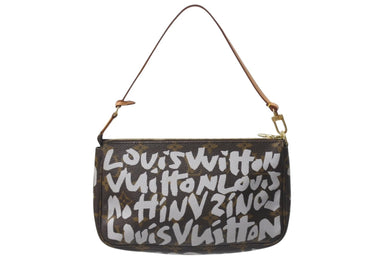 極美品 LOUIS VUITTON ルイヴィトン ポシェット アクセソワール アクセサーポーチ M92192 モノグラム グラフィティ ホワイト 中古 4c075961