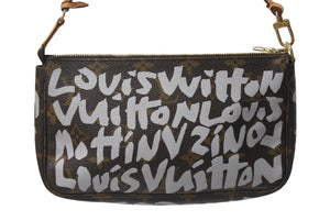 極美品 LOUIS VUITTON ルイヴィトン ポシェット アクセソワール アクセサーポーチ M92192 モノグラム グラフィティ ホワイト 中古 4c075961