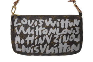 極美品 LOUIS VUITTON ルイヴィトン ポシェット アクセソワール アクセサーポーチ M92192 モノグラム グラフィティ ホワイト 中古 4c075961