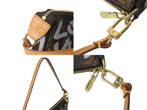 極美品 LOUIS VUITTON ルイヴィトン ポシェット アクセソワール アクセサーポーチ M92192 モノグラム グラフィティ ホワイト 中古 4c075961