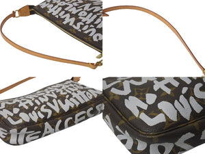 極美品 LOUIS VUITTON ルイヴィトン ポシェット アクセソワール アクセサーポーチ M92192 モノグラム グラフィティ ホワイト 中古 4c075961