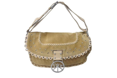 ChristianDior クリスチャンディオール ワンショルダーバッグ パリ限定 スエード ラインストーン ブラウン シルバー 美品 中古 4c075963