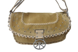 ChristianDior クリスチャンディオール ワンショルダーバッグ パリ限定 スエード ラインストーン ブラウン シルバー 美品 中古 4c075963