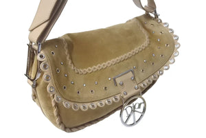 ChristianDior クリスチャンディオール ワンショルダーバッグ パリ限定 スエード ラインストーン ブラウン シルバー 美品 中古 4c075963