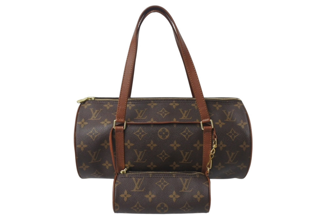 極美品 LOUIS VUITTON ルイヴィトン モノグラム パピヨン30 ハンドバッグ 旧型 筒型 ロゴ 鞄 カバン M51365 ゴールド金具 中古 4c075965