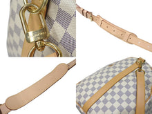 Load image into Gallery viewer, 極美品 LOUIS VUITTON ルイヴィトン ダミエ アズール キーポル55 ボストンバッグ N41429 PVC ヌメ革 ホワイト ブラウン 中古 4c075967