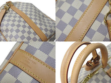Load image into Gallery viewer, 極美品 LOUIS VUITTON ルイヴィトン ダミエ アズール キーポル55 ボストンバッグ N41429 PVC ヌメ革 ホワイト ブラウン 中古 4c075967