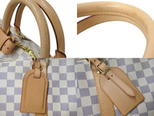 Load image into Gallery viewer, 極美品 LOUIS VUITTON ルイヴィトン ダミエ アズール キーポル55 ボストンバッグ N41429 PVC ヌメ革 ホワイト ブラウン 中古 4c075967