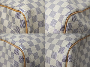 極美品 LOUIS VUITTON ルイヴィトン ダミエ アズール キーポル55 ボストンバッグ N41429 PVC ヌメ革 ホワイト ブラウン 中古 4c075967