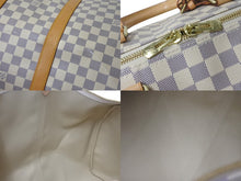 Load image into Gallery viewer, 極美品 LOUIS VUITTON ルイヴィトン ダミエ アズール キーポル55 ボストンバッグ N41429 PVC ヌメ革 ホワイト ブラウン 中古 4c075967