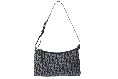 極美品 ChristianDior クリスチャンディオール ワンショルダーバッグ トロッター キャンバス レザー ブラック グレー 中古 4c075970