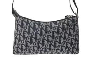 極美品 ChristianDior クリスチャンディオール ワンショルダーバッグ トロッター キャンバス レザー ブラック グレー 中古 4c075970