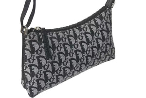 極美品 ChristianDior クリスチャンディオール ワンショルダーバッグ トロッター キャンバス レザー ブラック グレー 中古 4c075970