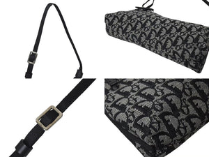 極美品 ChristianDior クリスチャンディオール ワンショルダーバッグ トロッター キャンバス レザー ブラック グレー 中古 4c075970