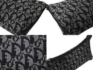 極美品 ChristianDior クリスチャンディオール ワンショルダーバッグ トロッター キャンバス レザー ブラック グレー 中古 4c075970