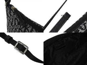 極美品 ChristianDior クリスチャンディオール ワンショルダーバッグ トロッター キャンバス レザー ブラック グレー 中古 4c075970
