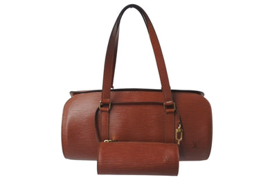 極美品 LOUIS VUITTON ルイヴィトン スフロ ハンドバッグ 筒型 M52223 ケニアブラウン エピレザー ゴールド金具 中古 4c075972