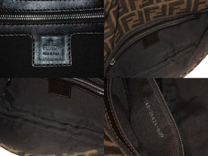 [USED/中古]FENDI フェンディ ショルダーバッグ マンマバケット ブラウン コットンキャンバス レザー シルバー金具 Bランク 中古 4c075977